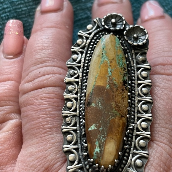 Ribbon turquoise and sterling silver ring size 10.5, item #0005 - Picture 7 of 7